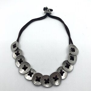 Silpada Sterling Silver Discs Corded Rope Cord Adjustable Bolo Bracelet OS B2012